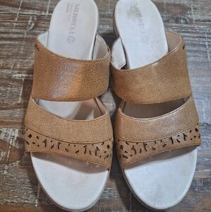 MERRELL Sandals‎ Oat Straw Brown Leather Slide On Casual Womens Size 11